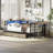 Full Size Corner Daybed with Bookcase, Storage Drawers, LED Light, and Reversible Charging Desk for Modern Spaces.-349376057