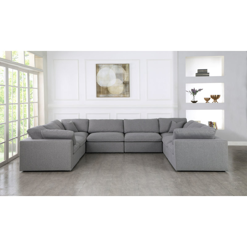 Canapé modulaire Burrows, Tissu gris texturé en lin