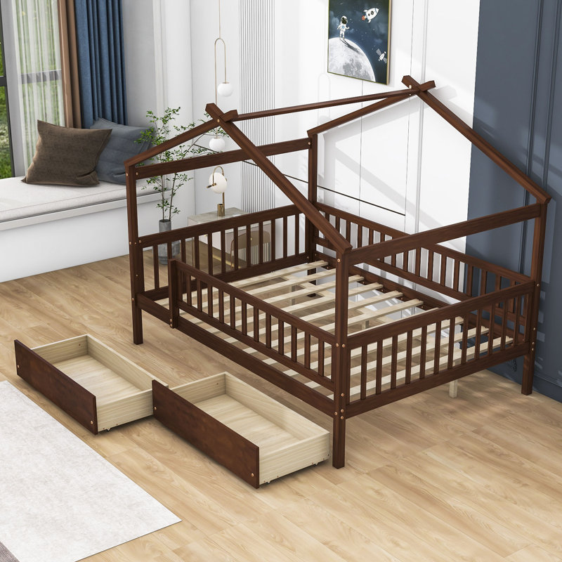 Velida Twin Daybed with Two Drawers, Walnut, Full/Double