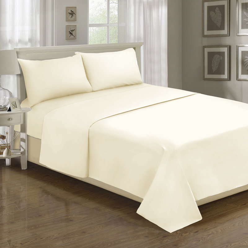 Spa 1200 Thread Count Sheet Set, Twin Sheet Set with 2 Pillowcases, Ivory