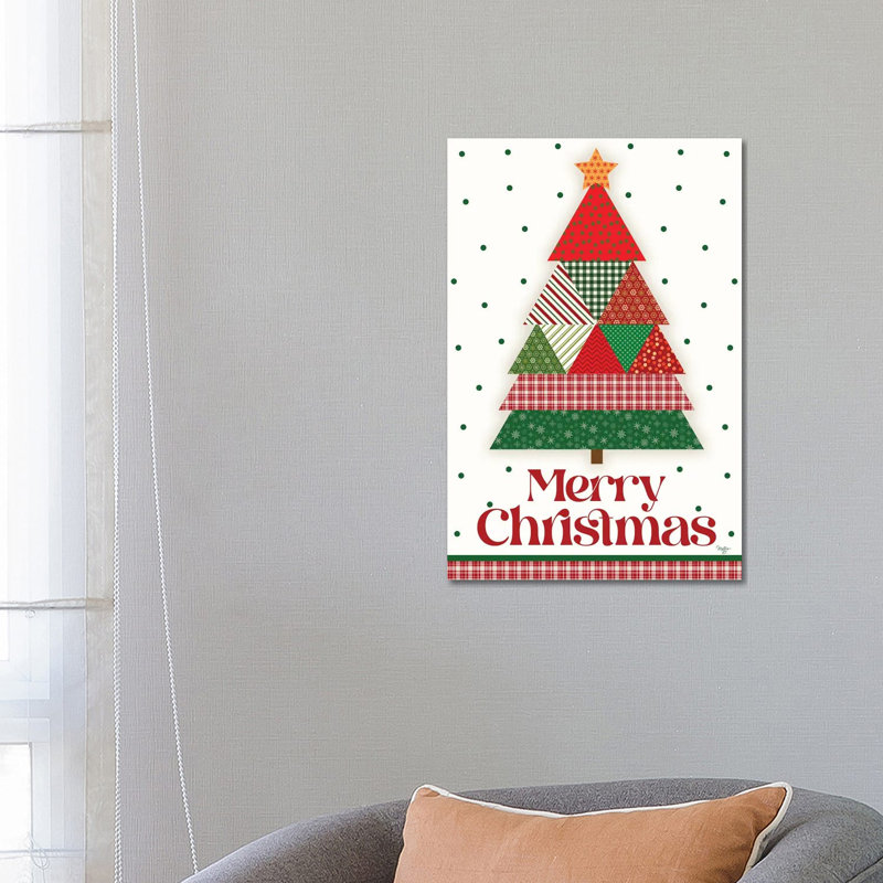 Quilt Christmas Tree - reproduction d'art murale - toile encadrée, H 26 po x l 18 po, Toile tendue, Ne s’applique pas
