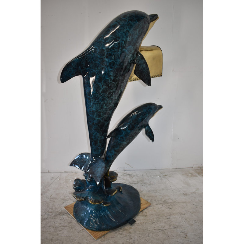 Two Dolphins Mailbox Made Of Bronze Statue Size: 48" X 31" X 68"H