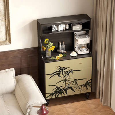 Buffet multifonctionnel ouvert en bambou
