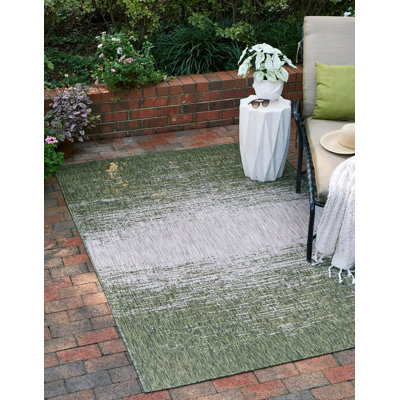 Tapis abstrait vert / gris Jennette