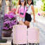 Valise à roulettes Hardshell avec sacs Valise à roulettes double avec verrou TSA, bagage rétro simple 28 po, rose clair