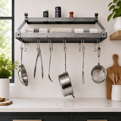 Gourmet Handcrafted Deep Bookshelf Wall Mounted Pot Rack