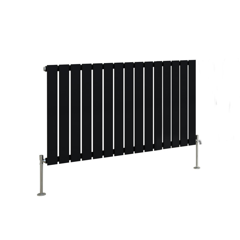 Adah Horizontal Single Flat Panel Radiator, Black, 600mm H x 1020mm W x 52mm D, 1