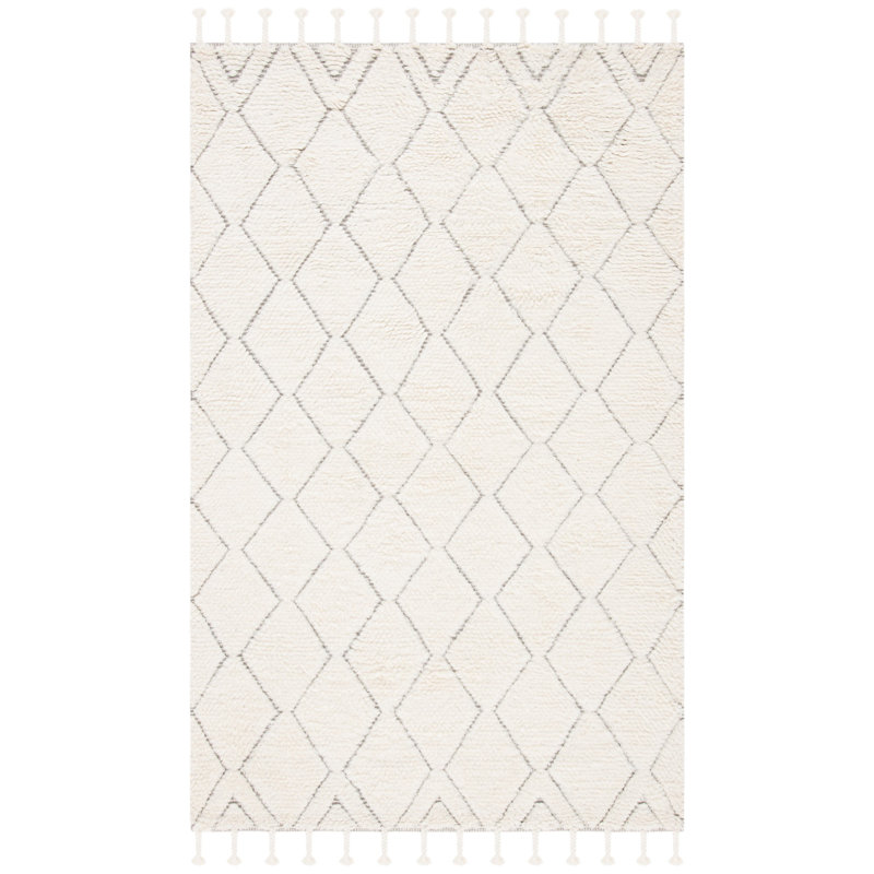 Tapis géométrique en laine tissé à la main Casablanca, Rectangle 6 pi x 9 pi