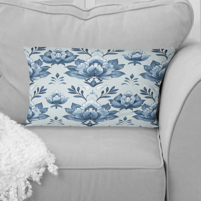 Coussin lombaire floral bleu I