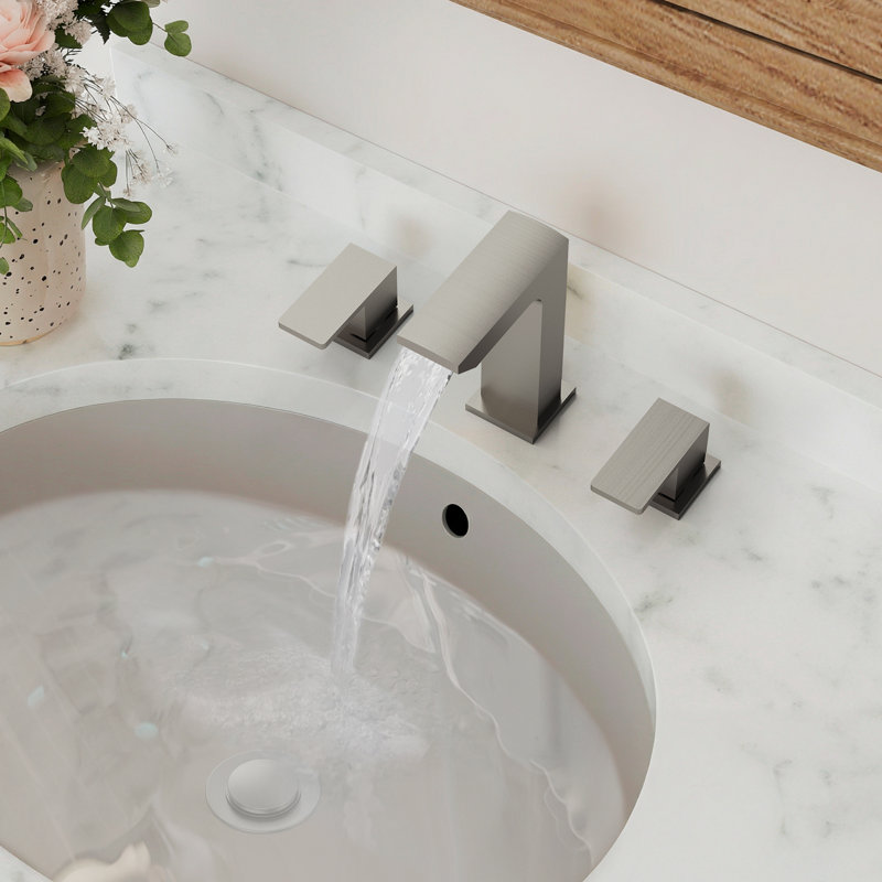 Robinet de salle de bain surdimensionné à 3 trous et 2 poignées avec drain, Nickel brossé