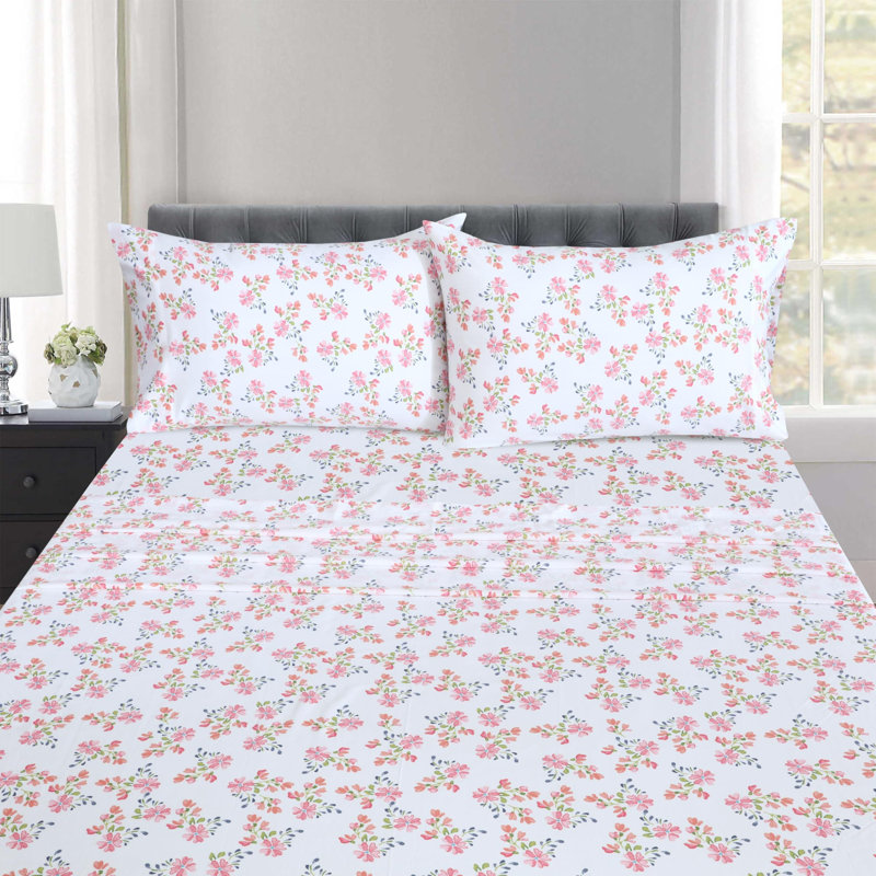 100% Cotton Sheets Sets Soft Crispy Percale Cooling Sheets 16 Inch Deep Pocket Bed Sheets, Bloomex