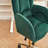 Green Velvet Fabric Office Chair, 360 Swivel Home Office Chair, With Gold Metal Base And Universal Wheels-1044763038