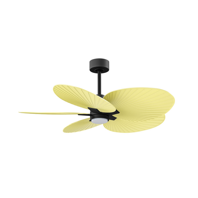 Alessandra - Ventilateur de plafond à cinq pales - DEL intégrée, Noir mat, Jaune clair