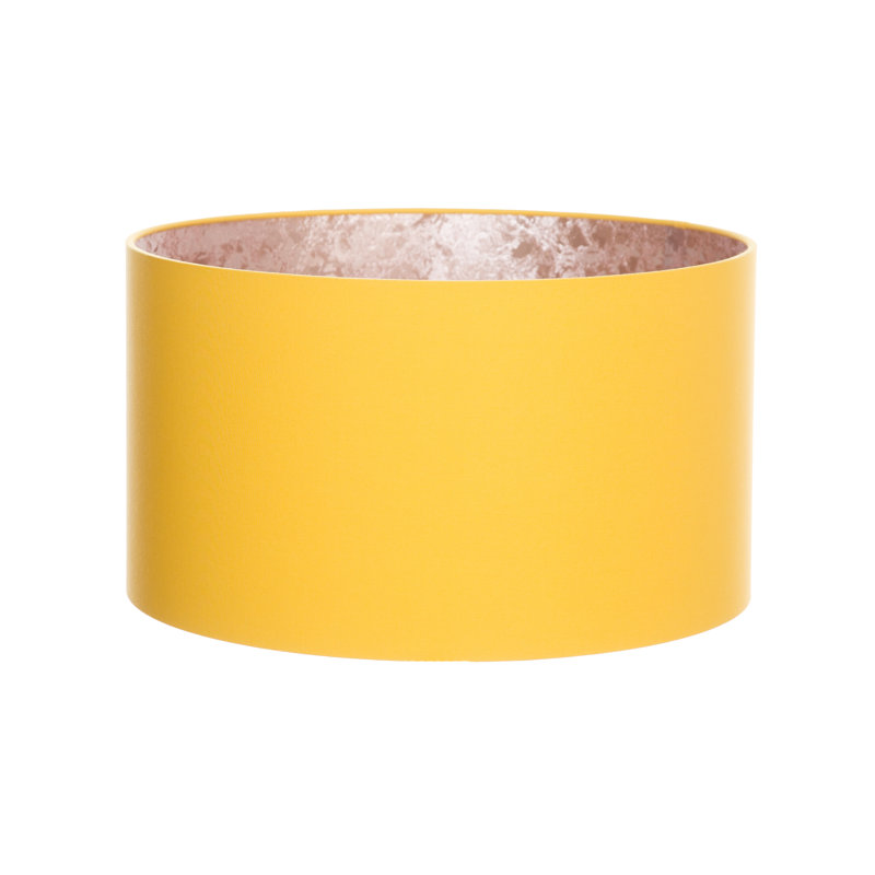 Cotton Drum Lamp Shade ( Screw On ), 20cm H x 30cm W x 30cm D, Sunshine Yellow/Rose Gold