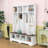 Wide Hall Tree with Open Shelves, Hooks and Entryway Bench-1730017821