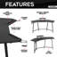 Bureau de jeu Ebern Designs TS98D avec tablette et porte-accessoires, noir