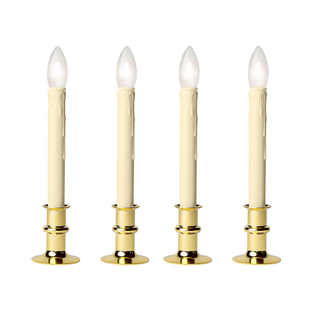 Dual Intensity Battery LED Window Candle, Brass
