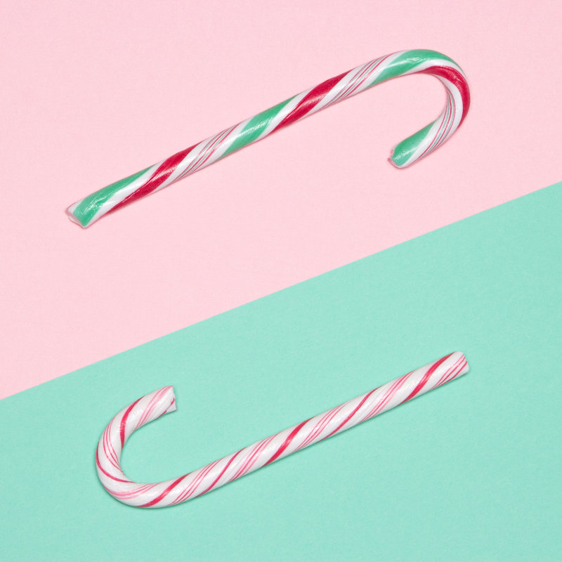 Christmas Candy Canes Minimal Concept - Wrapped Canvas Print, 51cm H x 51cm W x 3.8cm D