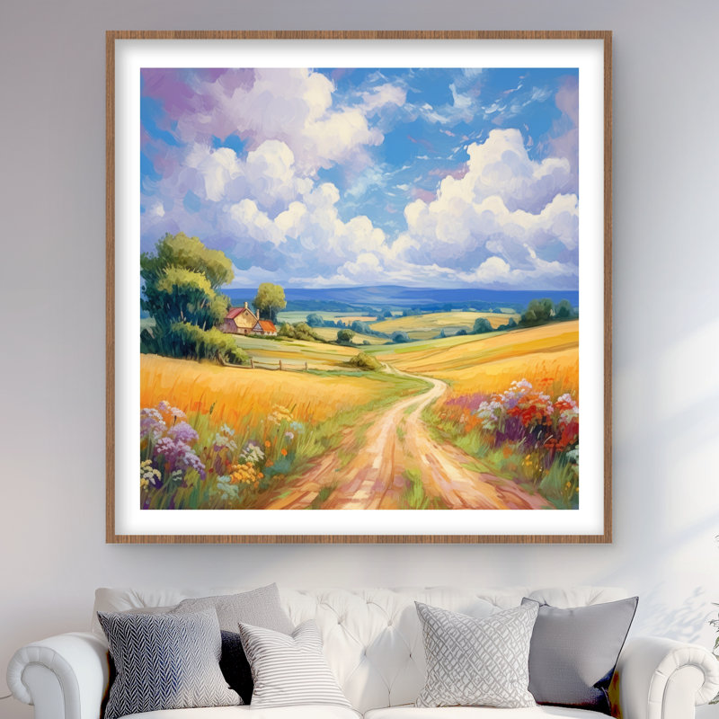 «Small Country House - Living Room Leaves», reproduction d'art encadrée