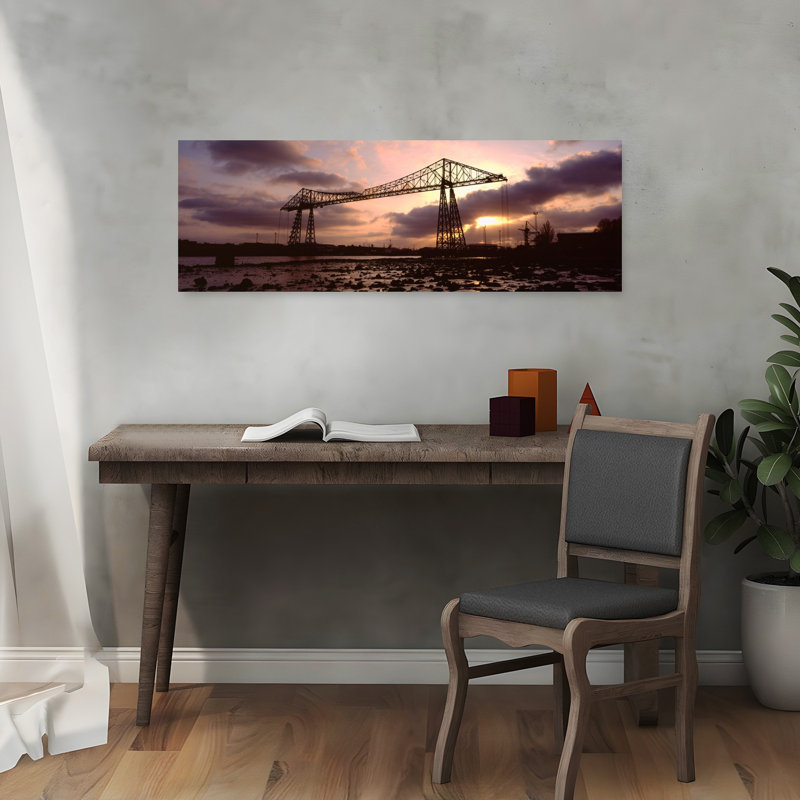 Low Angle View Of A Bridge Transporter Bridge Middlesbrough North Yorkshire England United Kingdom by Mark Denton - Wrapped Canvas Panoramic Print