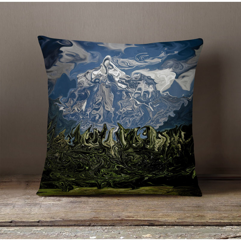 Throw Pillow With Insert, Blue/Green 7, 16"H x 16"W