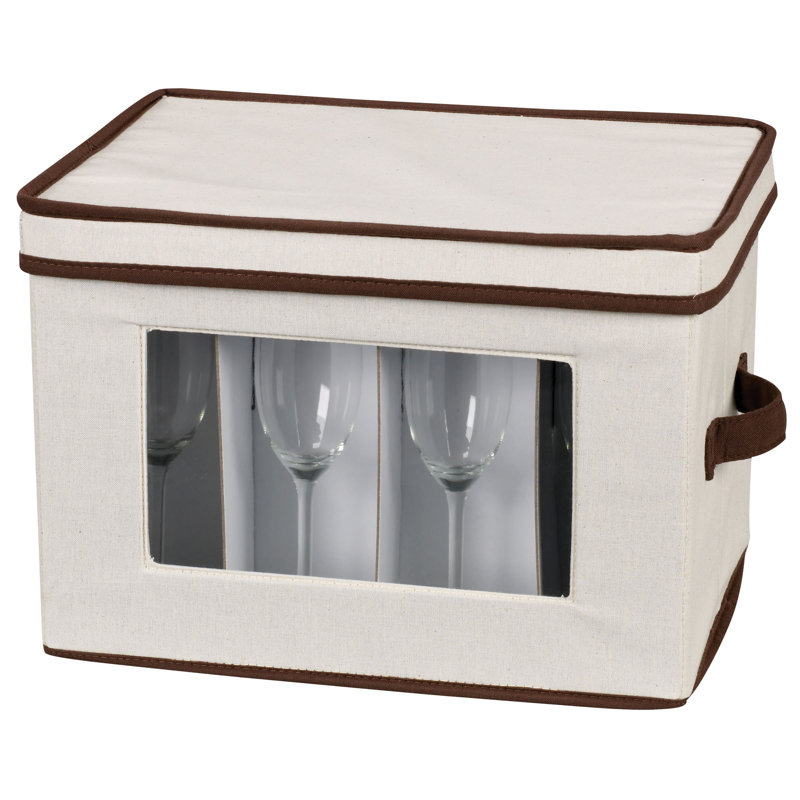 Gray Fabric Collapsible Lidded Storage Bin with Trim