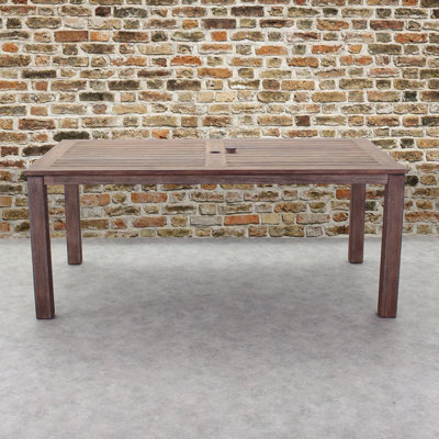 Tova Rectangular Eucalyptus Solid Wood Outdoor Dining Table Umbrella Hole , 70.87 " W 39.37 " D