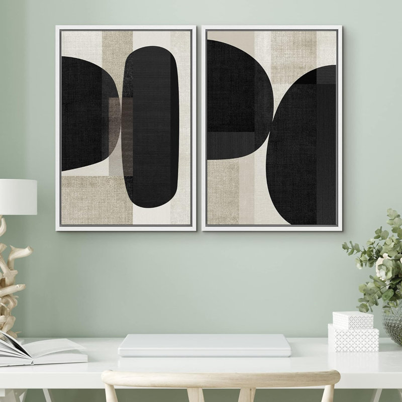 "Nuage blanc dans un horizon pastel bleu abstrait art moderne boho multicolore salon chambre bureau" 2 pièces sur toile