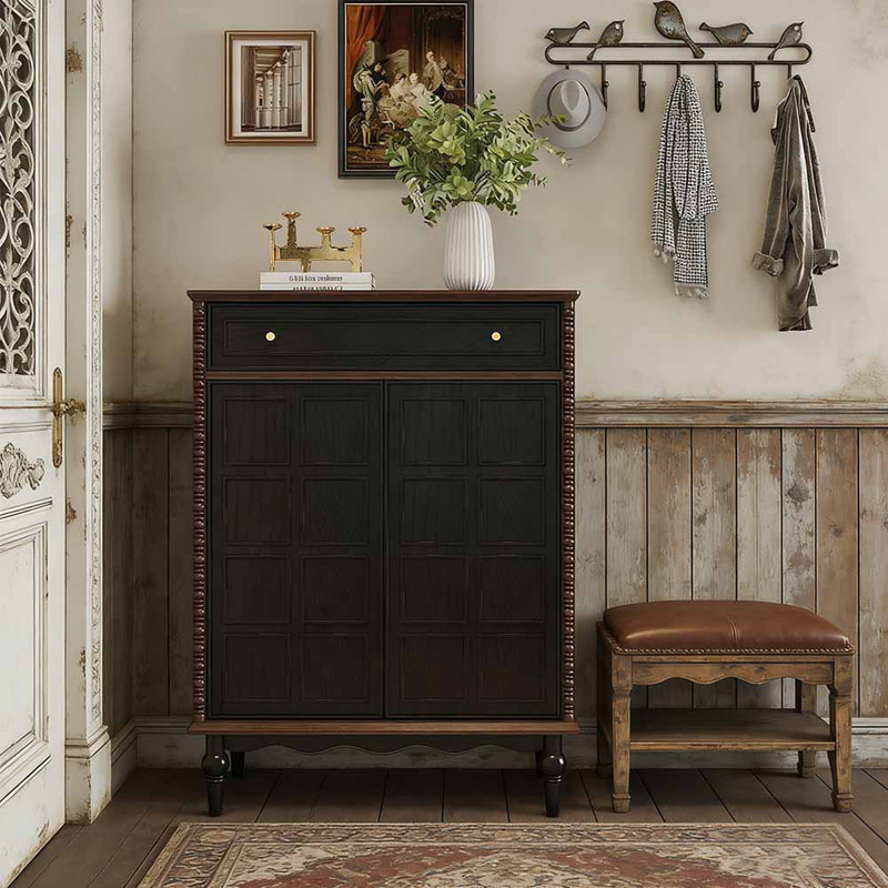 Armoire à chaussures de luxe américaine légère, Brun / Noir