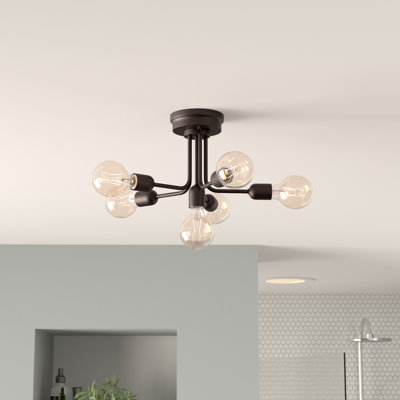 Plafonnier semi-encastré sphérique 20 po Delphi 6 lumières