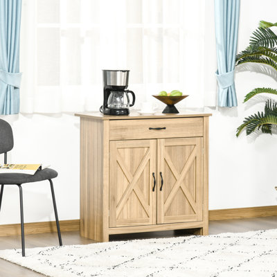 Rustic Buffet Cabinet, Natural Wood Look With Drawer And Adjustable Shelf, For Organized Living Room Entryway Sideboard Theme Room,