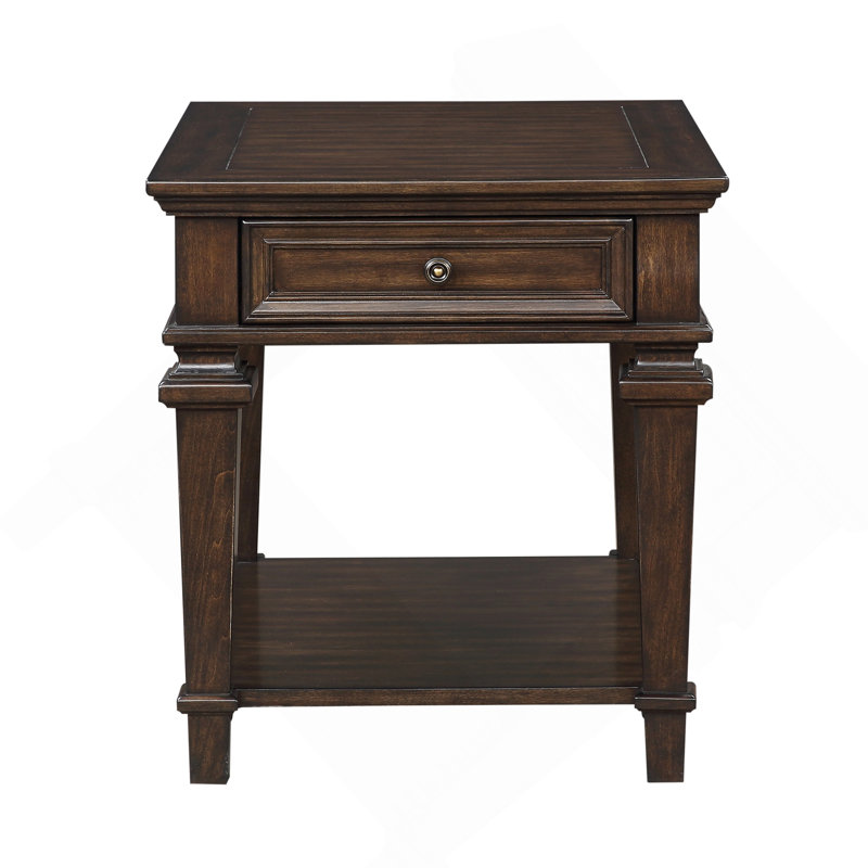 Table de bout, design traditionnel avec tiroir de rangement, fini espresso, meubles de salon 1pc