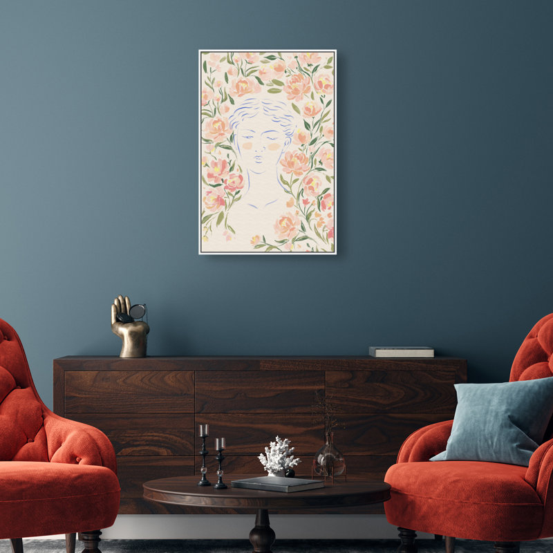 Artemis And Flowers Print by Oliver Gal, 55"H x 37"W, White Floater Frame