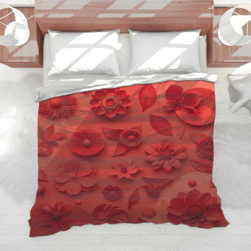 Édredon en papier Red Flowers, Lit simple