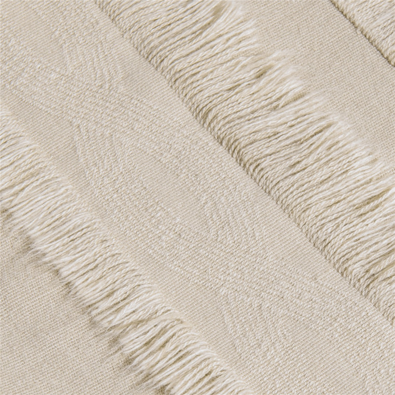 Khaki Cotton and Polyester Euro Pillow Covers with Tassels, Set of 2