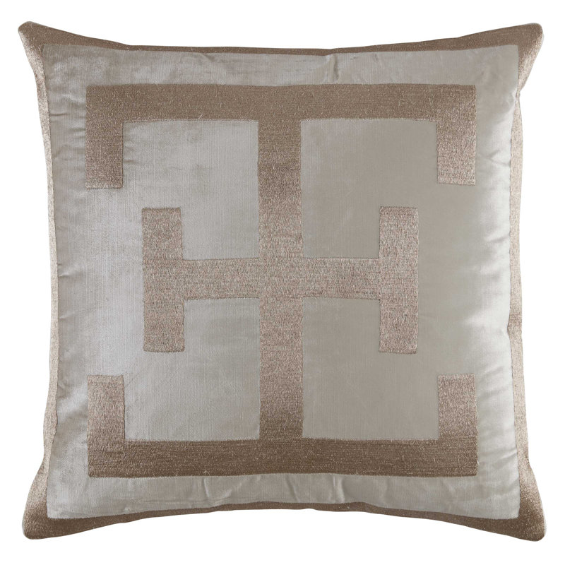 Logo Velvet Square Pillow Cover & Insert, Ivory/Rose