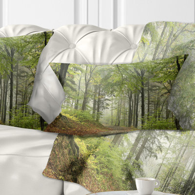 Green Beach Forest Pathway - coussin à imprimé paysage