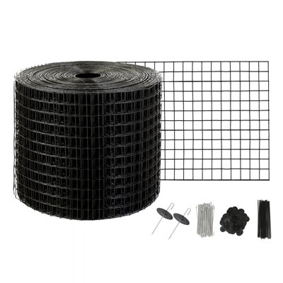 Pare-étincelles pour panneau solaire de 6 po x 50 pi, ensemble de rouleau de protection pour créature avec 50 pièces d'attaches en acier inoxydable, protecteur de panneau solaire avec revêtement en PVC antirouille, treillis métallique de 1/2 po