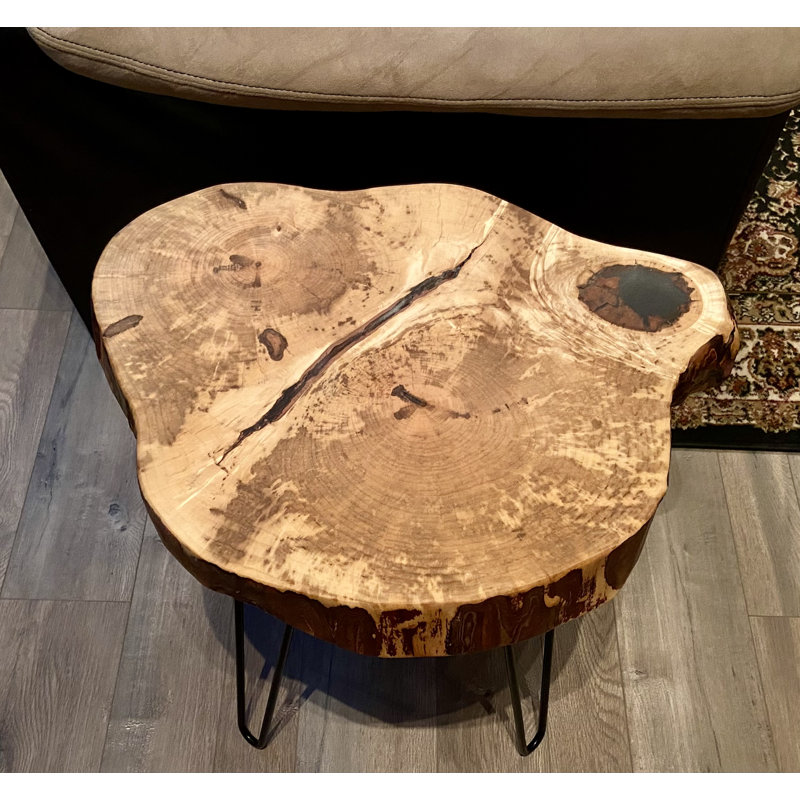 Round Live Edge Ambrosia Maple End Table
