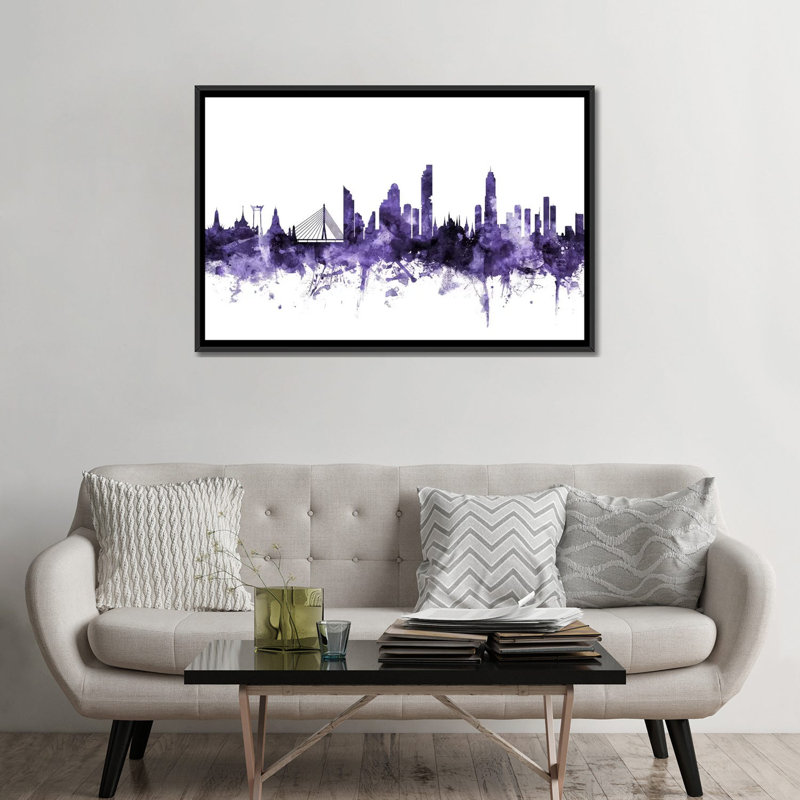Reproduction d'art graphique sur toile tendue, H 18 po x l 26 po x P 1,5 po, Toile avec cadre noir, Pas de tapis