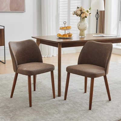 Dining Chair Set, Modern Upholstered Linen Armless Wingback Chair with Solid Wood Legs, Thick Cushion, for Dining Living Room Kitchen Office