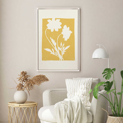 Subtle Blossoms in Yellow Print on Canvas