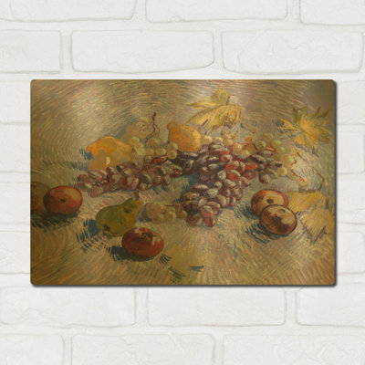 «Graper, Lemons Pears And Apples 1887» par Vincent Van Gogh, art mural en métal doré, 16 po x 12 po