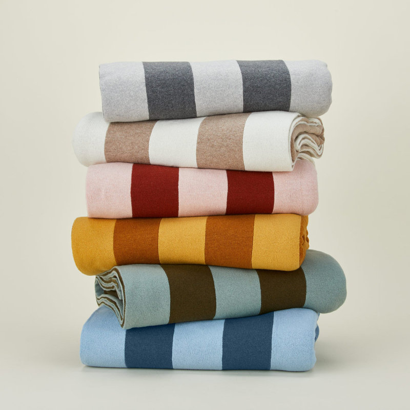 Simple Striped Throw Blanket, Mustard/Bronze