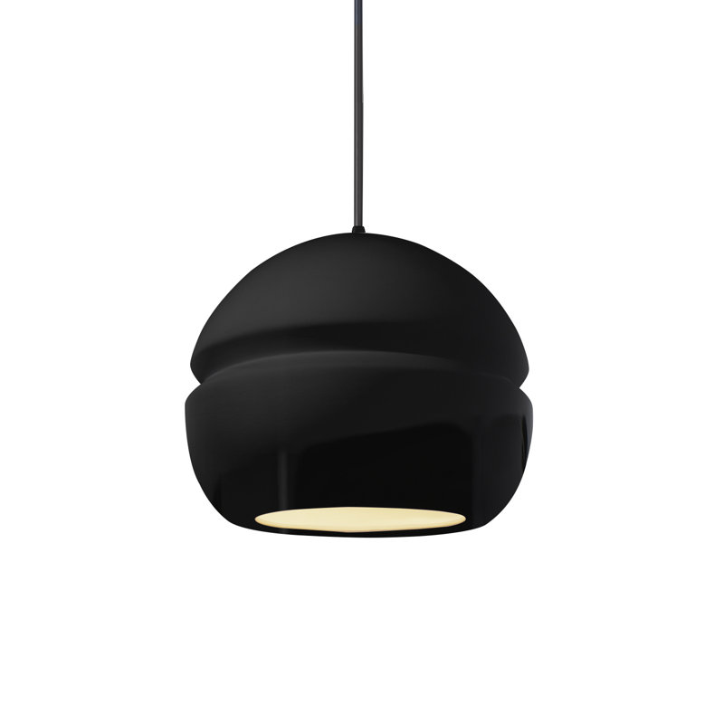 Luminaire suspendu à 1 lumière Logan, Noir mat, Lustre noir