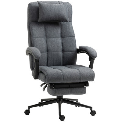 Vinsetto Executive Linen-Feel Fabric Office Chair High Back Swivel Task Chair With Adjustable Height Upholstered Retractable Footrest -  Latitude RunÂ®, ECC6B2A85ACE4A169EAC64C13CDFCF0E