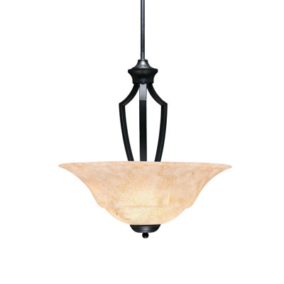 Zilo Pendant 3-Bulbs Shown In Matte Black Finish With 20" Italian Marble Glass