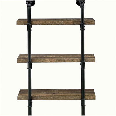 Black and Rustic Oak 4-tier Wall Shelf
