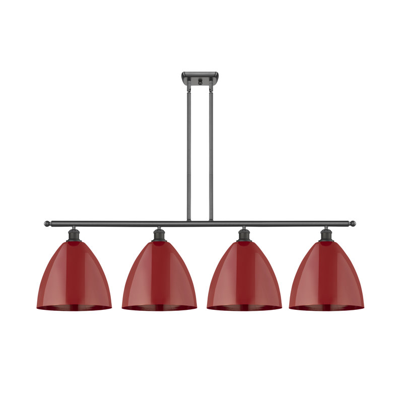 Luminaire suspendu 4 lumières pour îlot de cuisine, Rouge, Bronze huilé