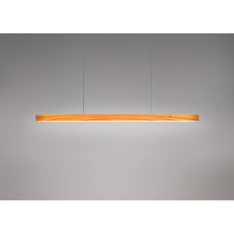 1 - Light LED Pendant, 98" H x 47.2" W x 2" D, Natural Beech, Matte White
